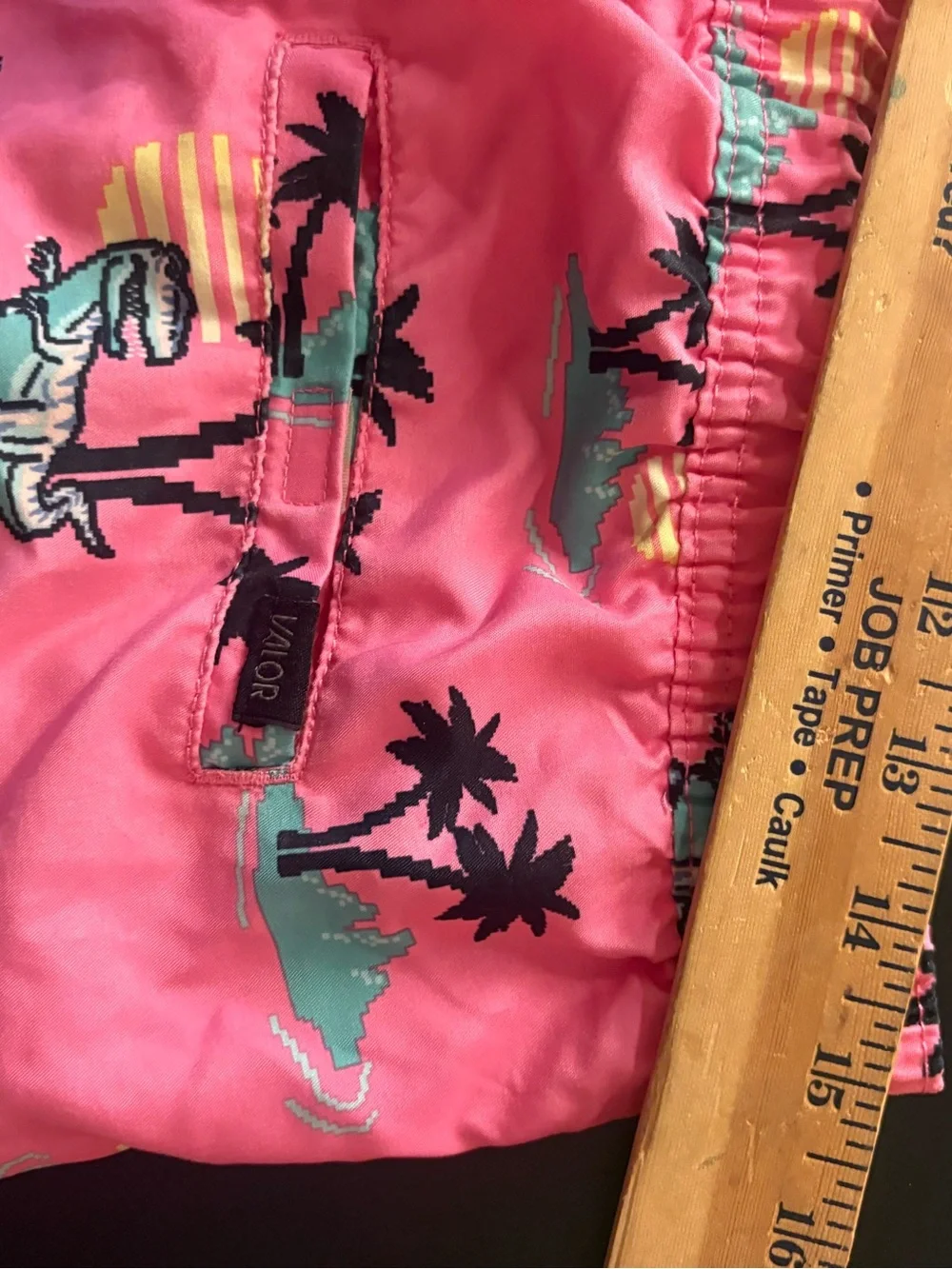 Men's Valor Pink Tropical Dino Swim Trunks 🌵M